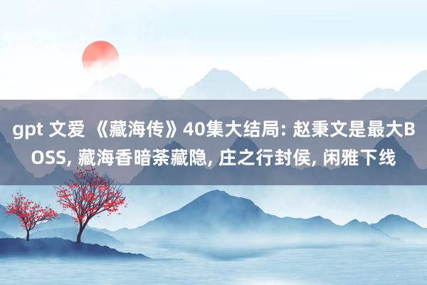 gpt 文爱 《藏海传》40集大结局: 赵秉文是最大BOSS, 藏海香暗荼藏隐, 庄之行封侯, 闲雅下线